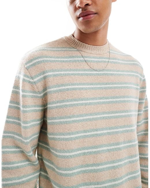 Jack & Jones Gray Boucle Knit Jumper With Stripes for men