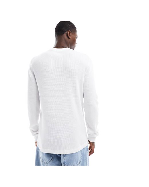 T-shirt gaufré à manches longues Hollister pour homme en coloris White