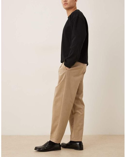ASOS Natural Smart Oversized Tapered Pleated Pants for men