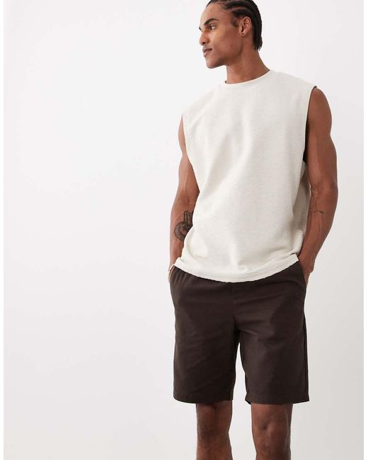 Only & Sons Natural Linen Mix Tie Waist Shorts for men