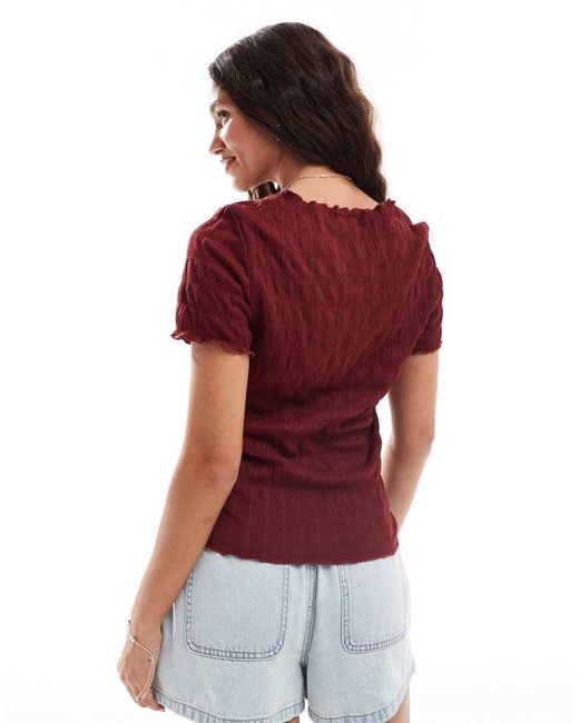 Vero Moda Red Textu Short Sleeve T-shirt