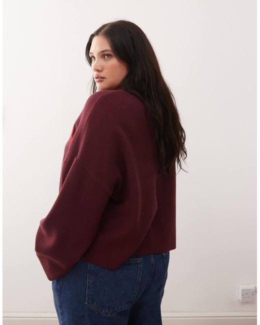 Noisy May Red Crew Neck Boxy Knit