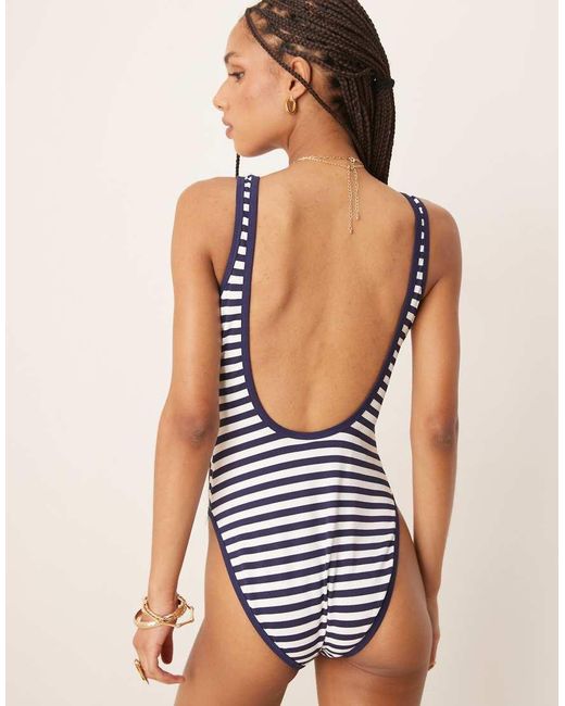 Polo Ralph Lauren Natural Pique Stripe Scoop Tank Swimsuit