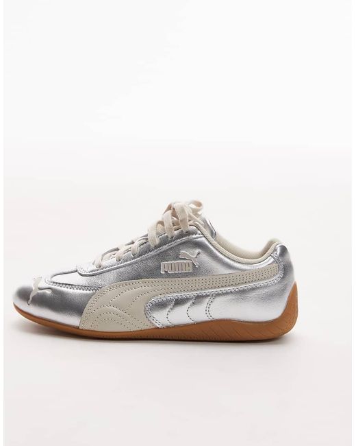PUMA White Speedcat Trainers With Gum Sole