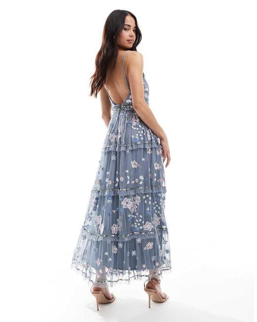 Maya Blue Floral Embellished Cami Midi Dress