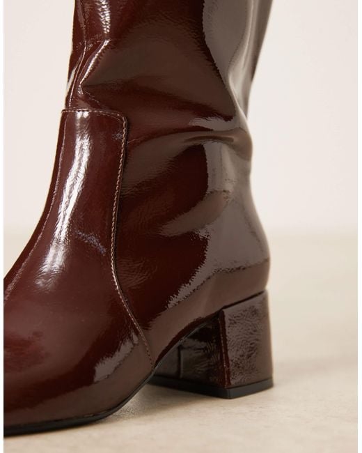 ASOS Natural Cookie Round Toe Pull On Knee Boots