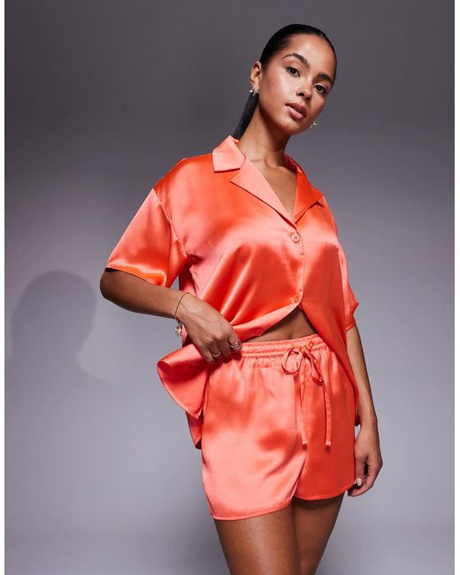 ASOS Red Satin Co-Ord Short