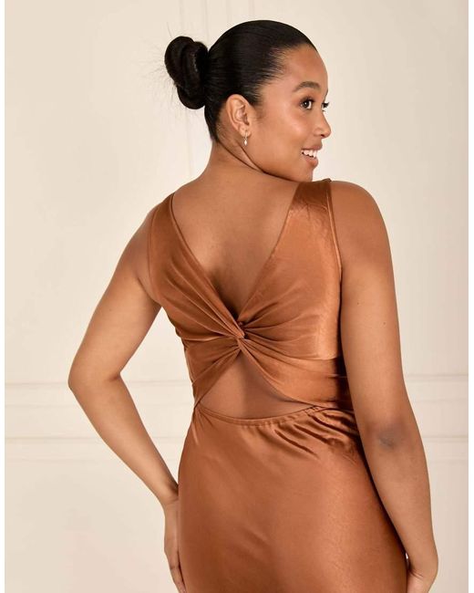 Six Stories Natural Twist Back Satin Bridesmaid Dress