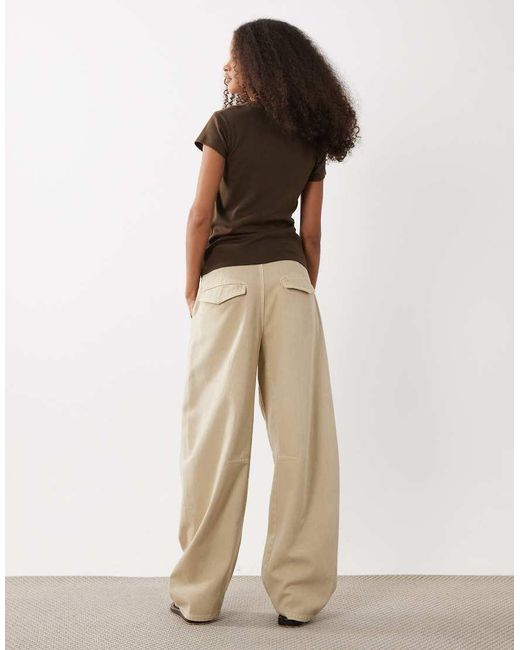 ASOS Natural Barrel Jeans With Seams