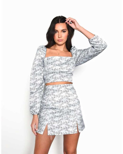 Collective The Label White Front Split Mini Skirt