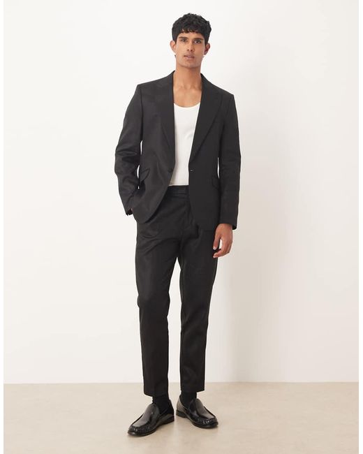 ASOS Black Slim Linen Blend Suit Jacket for men