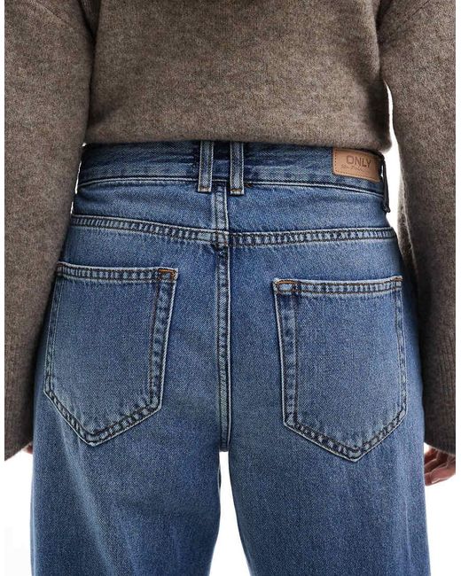 ONLY Blue Troy High Waist Carrot Fit Jeans