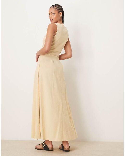 ASOS Natural Asos Design Tall Slash Neck Button Down Waistcoat Maxi Dress