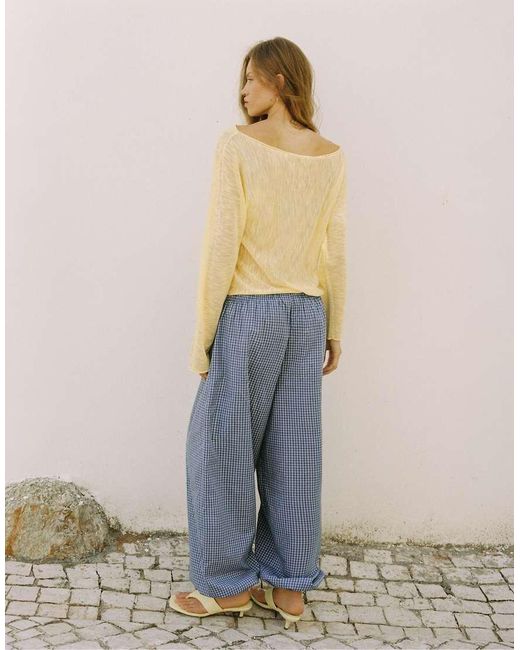 Pull&Bear Geruite Sarouelbroek in het Blue