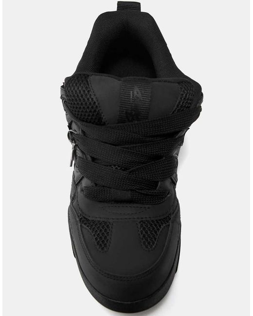 Pull&Bear Black Embellished Skate Trainers for men