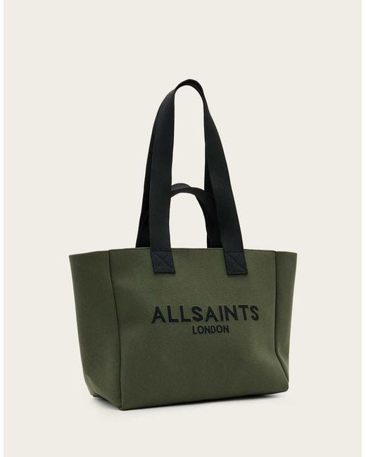 AllSaints Green Izzy Medium Knitted Tote Bag