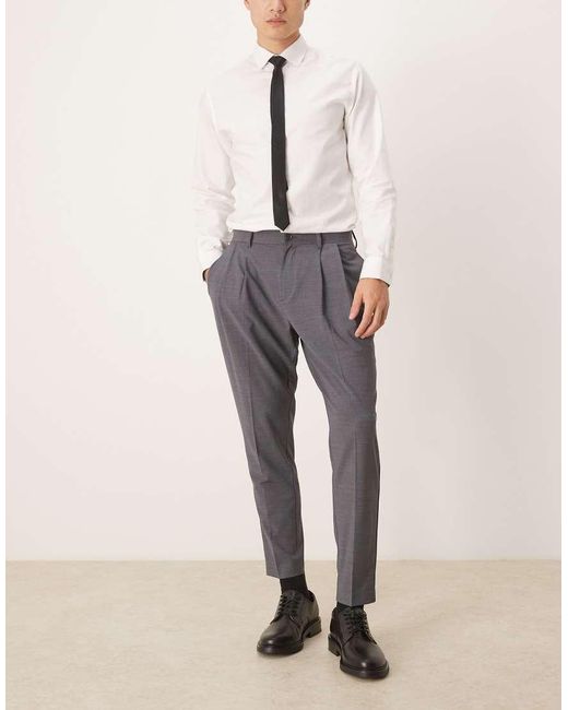 ASOS Gray Smart Washable Tapered Trousers for men