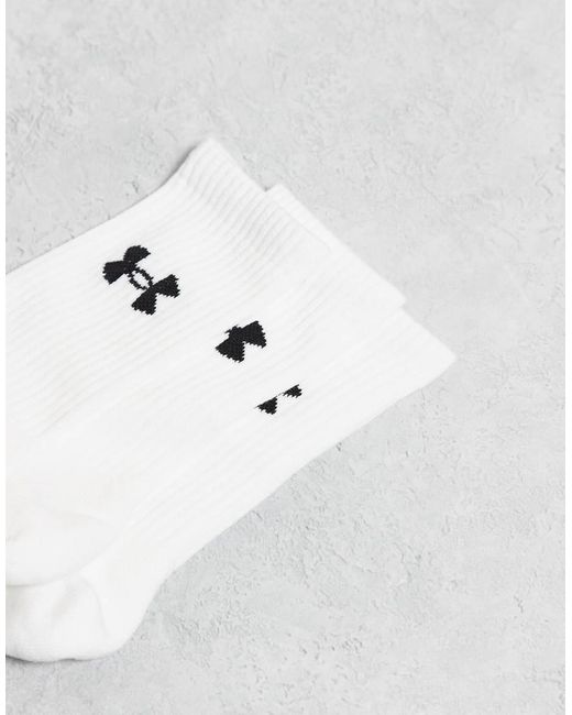 Under Armour White Performance 3 Pack Crew Socks for men