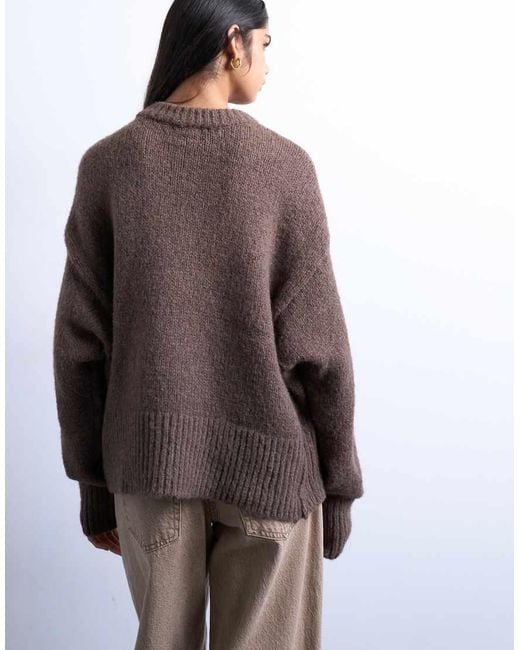 TOPSHOP Brown Knitted Wool Blend Fluffy Ultimate Jumper