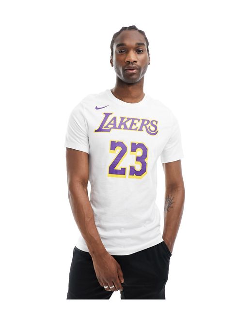 Nike Basketball White Nba Unisex La Lakers Lebron James Essential Graphic T-shirt