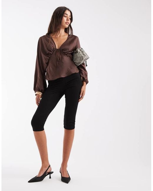 ASOS Brown Batwing Plunge Blouse
