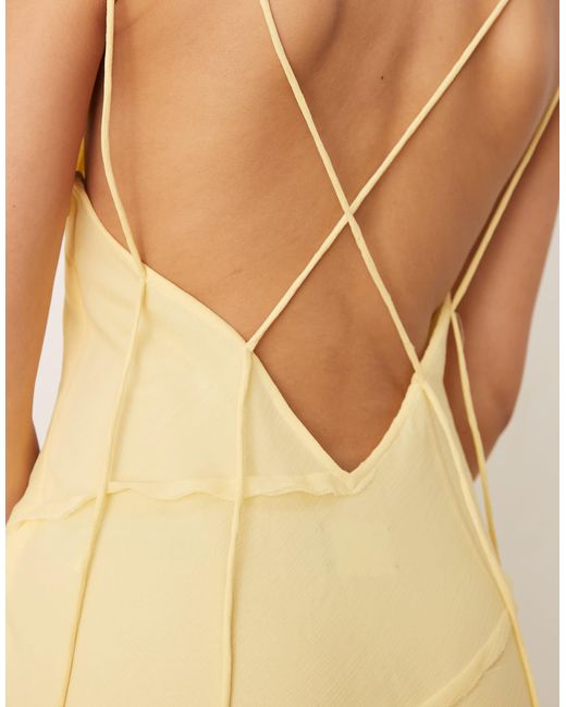ASOS Natural Soft Cowl Neck Strappy Back Maxi Dress With Seam Detail