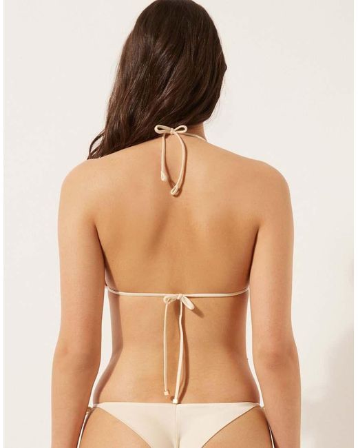 Calzedonia Natural Shiny Satin Triangle Bikini Top