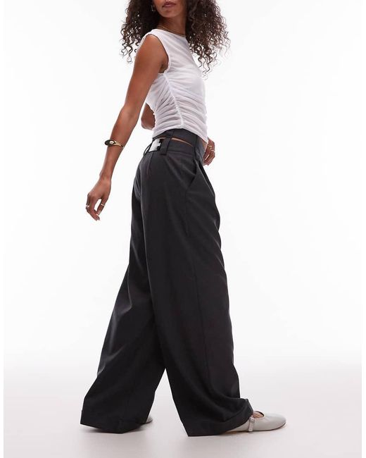 laagam Blue Smith High Waist Tailored Trousers With Double Waistband