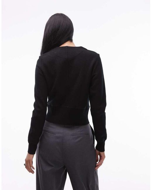 ARKET Black Double-Faced Rich Wool Cardigan With Cinched Waist Hem