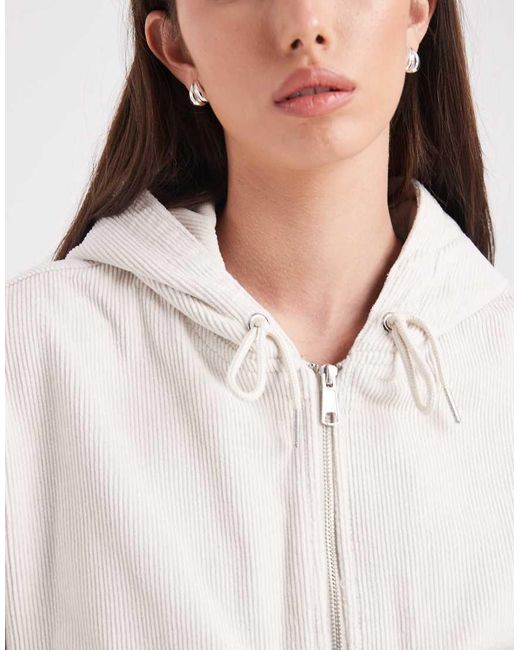 ONLY White Zipped Through Cord Hooded Jacket
