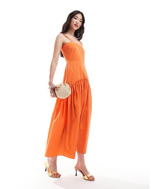 Closet Orange Drop Hem Cotton Midaxi Dress