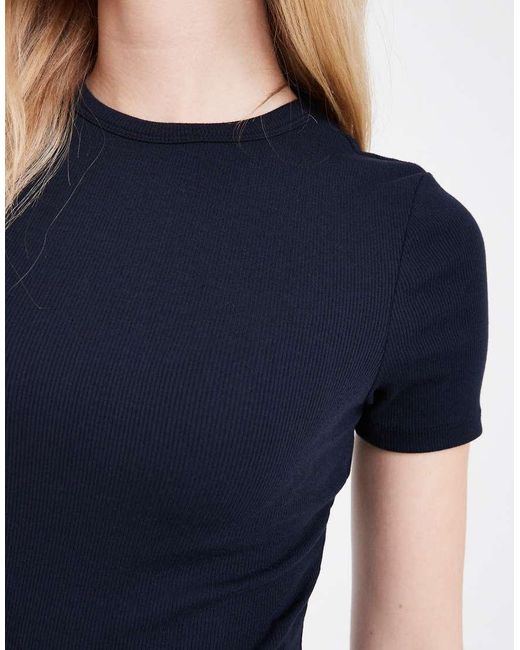 ONLY Blue Fitted Ribbed Top