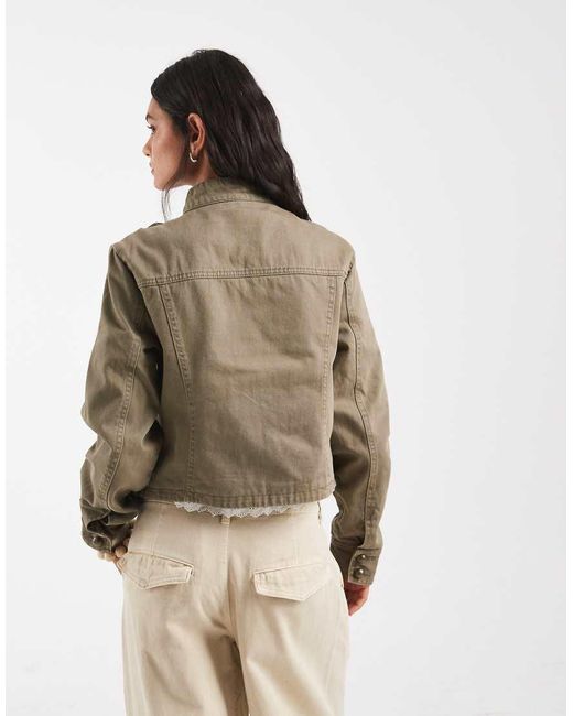 ASOS Natural Button Front Washed Utility Jacket