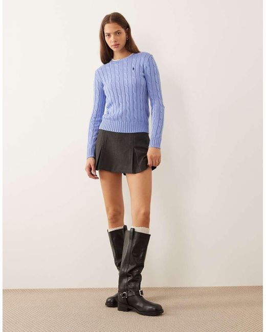Polo Ralph Lauren Blue Julianna Icon Logo Cotton Cable Knit Jumper