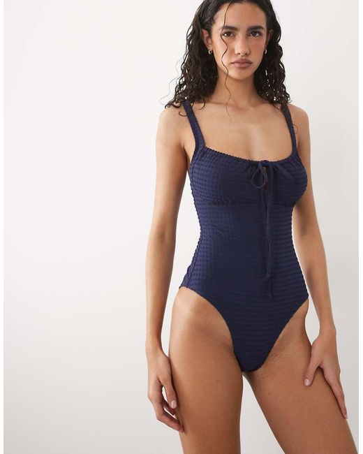 Accessorize Blue Shirred Cup Swimsuit