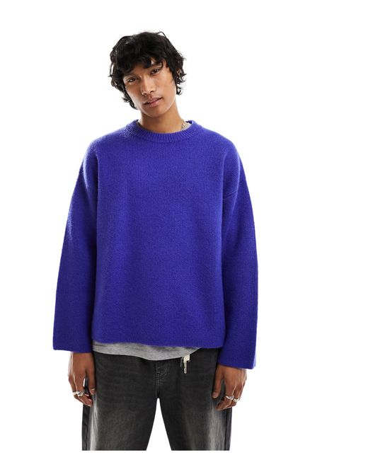 Weekday Purple Teo Wool Blend Relaxed Jumper for men