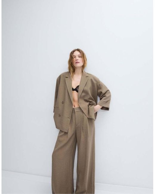 Stradivarius Brown Tall Adjustable Wide-leg Trousers