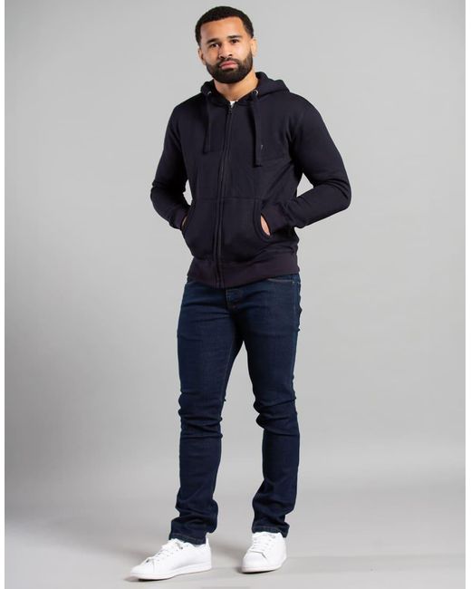French Connection Blue Cotton Blend Zip Hoody for men
