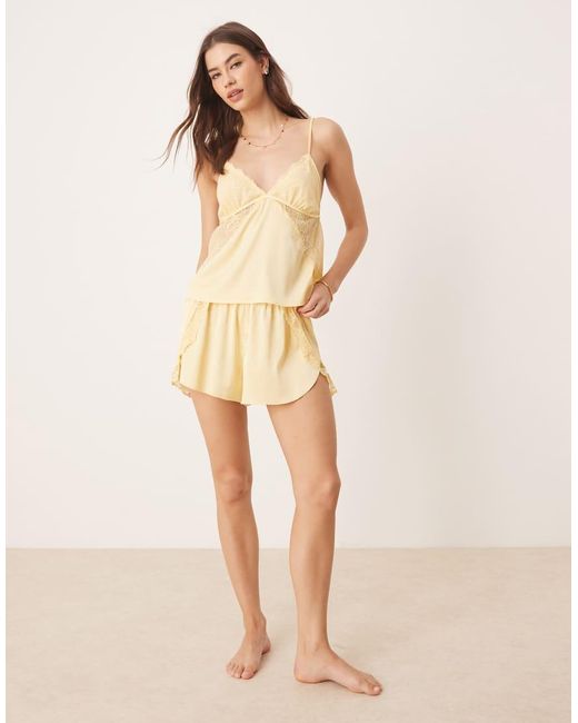 Abercrombie & Fitch Natural Nightwear Satin Lace Trim Cami Top