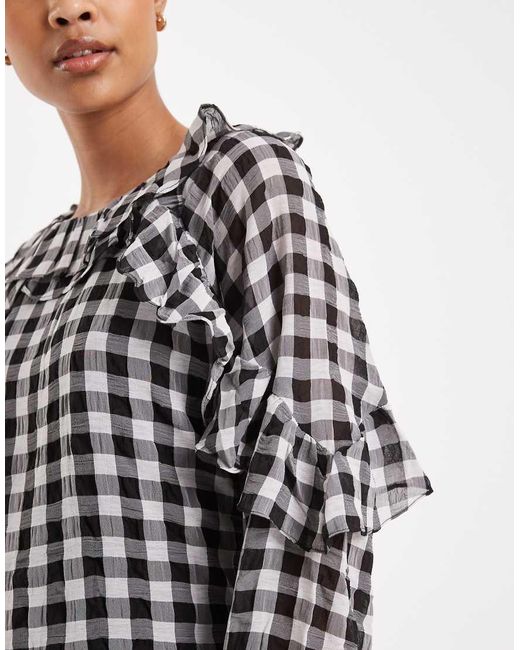 Vero Moda White Frill Detail Long Sleeve Mini Dress