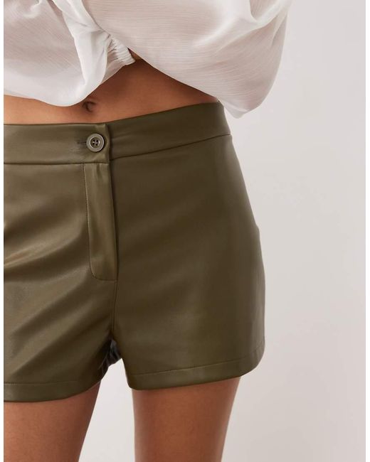 ASOS Natural Pu Mid Rise Shorts