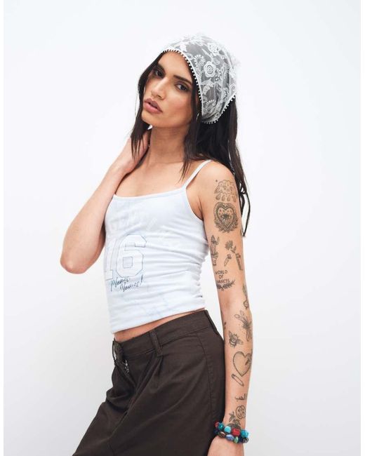 Hollister White Football Style Argentina Cami Top