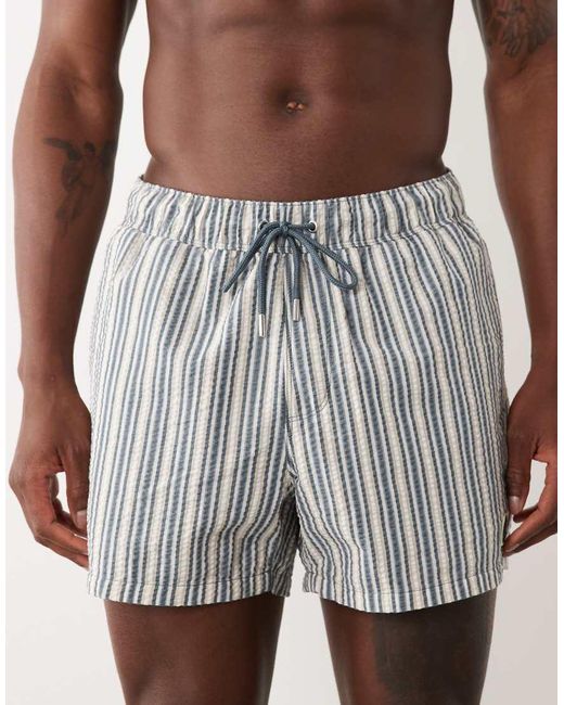 ASOS Brown Seersucker Stripe Swim Shorts for men