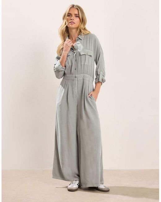 PixieGirl Gray Petite Wide Leg Jumpsuit