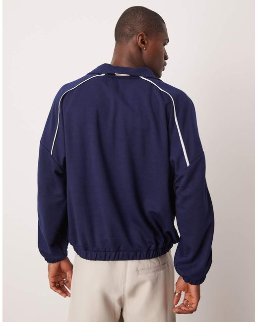 ASOS Oversized Trui Met Verlaagde Schouders En Print in het Blue voor heren