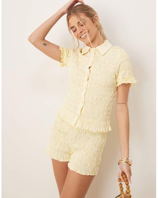 ASOS Natural Shirred Detail Micro Short Co-ord