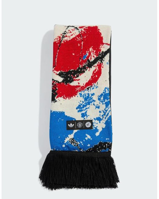 Adidas Originals Red Manchester United Stone Roses Scarf