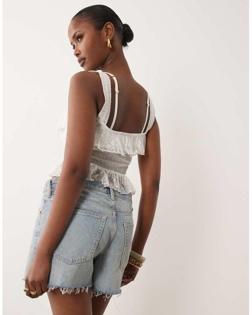 ASOS White Sheer Lace Mesh Mix Cami Top