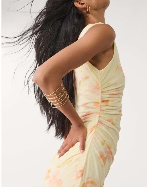 Stradivarius Natural – midikleid aus tüll