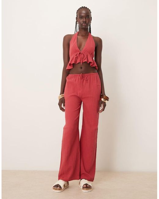 Iisla & Bird Pink Skinny Waist Band Beach Trouser Co-ord